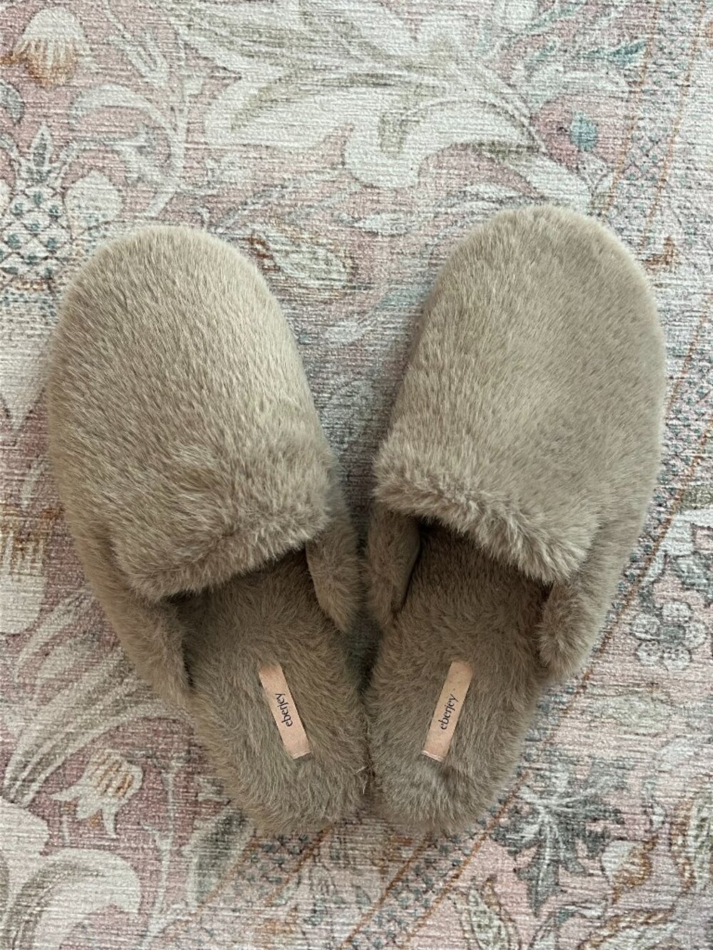 Eberjey Plush Mule Slippers in Taupe
